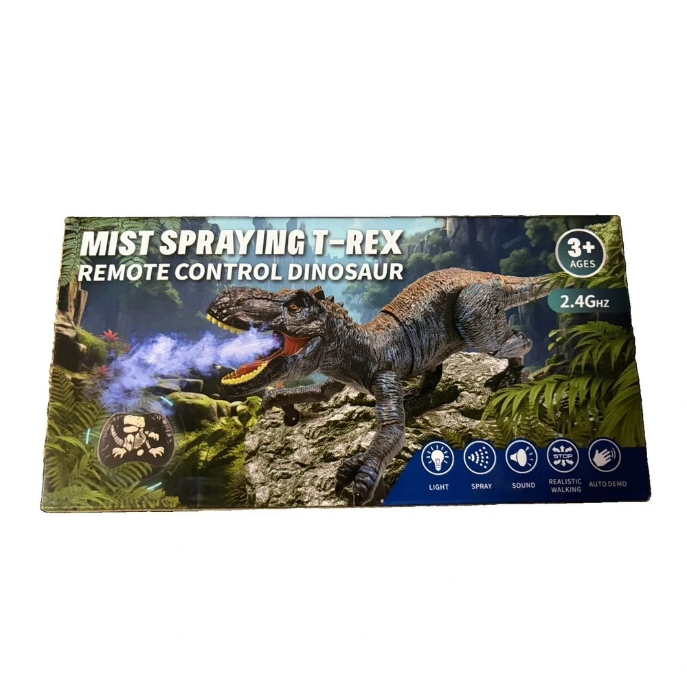 Mist Spray Remote Control Dinosaur,RC Spinosaur 2.4Ghz RC Walking Light & Roar